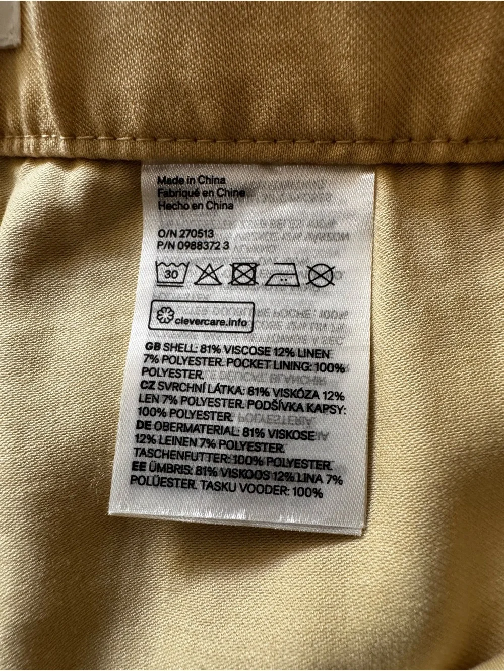 H&M Linen Blend Stone Beige Wide Leg Split Hem Pants Women’s Size 6